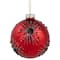 4" Red & Brown Beaded Bursting Snowflake Glass Ball Ornament